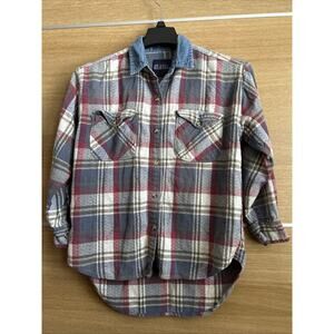 ATLAST & Co. Flannel Shirt Women’s Sz Small - Denim Accent Collar